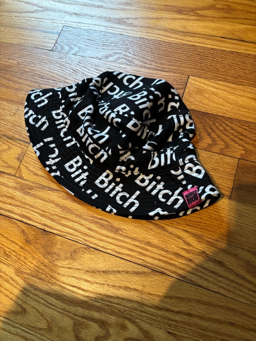 Married to the Mob Black All Over Print Bucket Hat Cap Summer